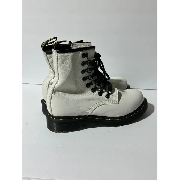 Dr. Martens 1460 Laced White Leather Ankle Boots Women's US 6 - Image 2
