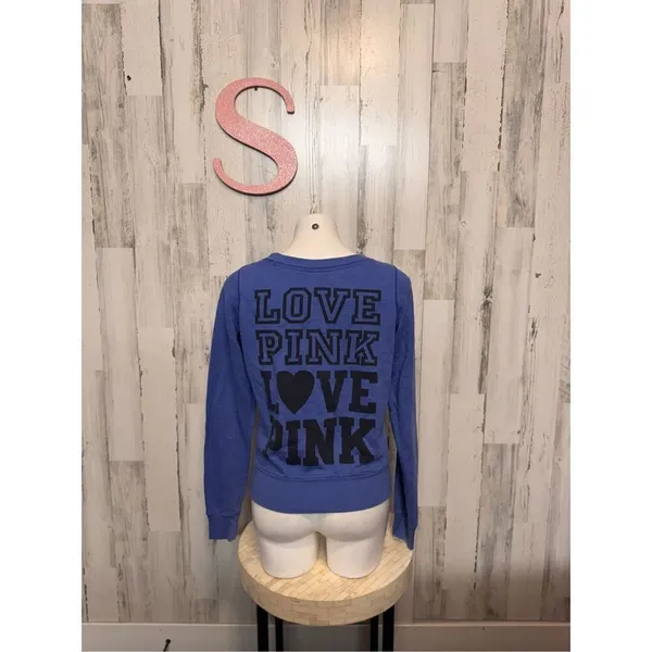 Victoria's Secret Crewneck blue size small PINK - Image 4