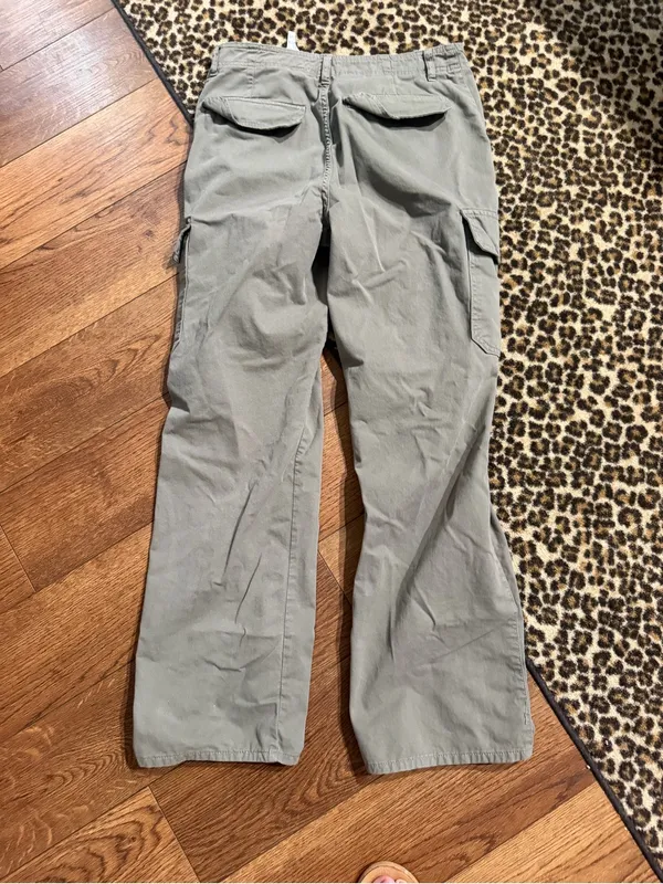 Zara 100% cotton Olive Cargo Pants sz 28/6 - Image 4