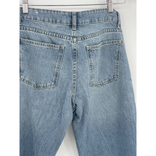 Zara Jeans Womens Size 6 Blue High Rise Straight Leg Distressed Denim Q0011‎ - Image 5