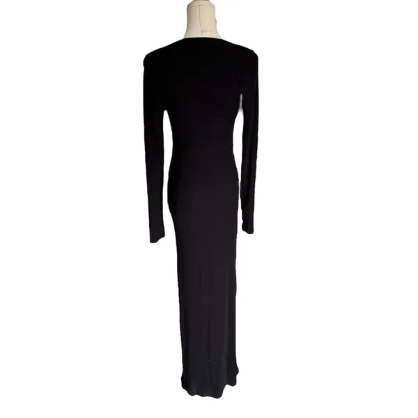 SKIMS - Soft Lounge Ribbed Stretch-Modal Maxi Dress Onyx Black Sz L - Image 5
