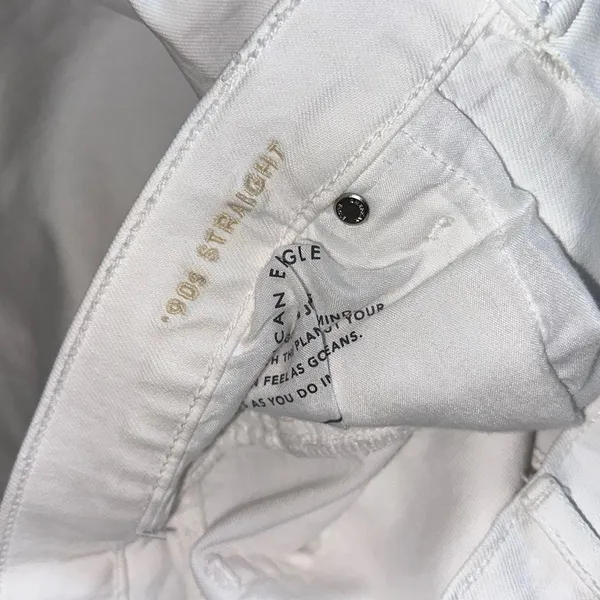 NWOT American Eagle AE '90s Straight Jean white 14 Stretch - Image 9