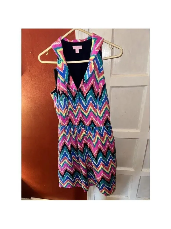 Lilly Pulitzer Chevron Sherlynn Hearts A Flutter Dress Sleeveless - Image 5
