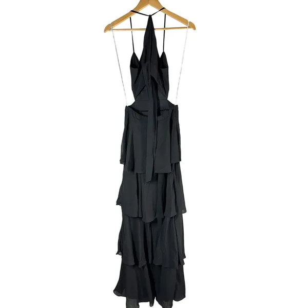 Lulus Tier and Now Black Tie-Back Tiered Maxi Dress Size Small - Image 2