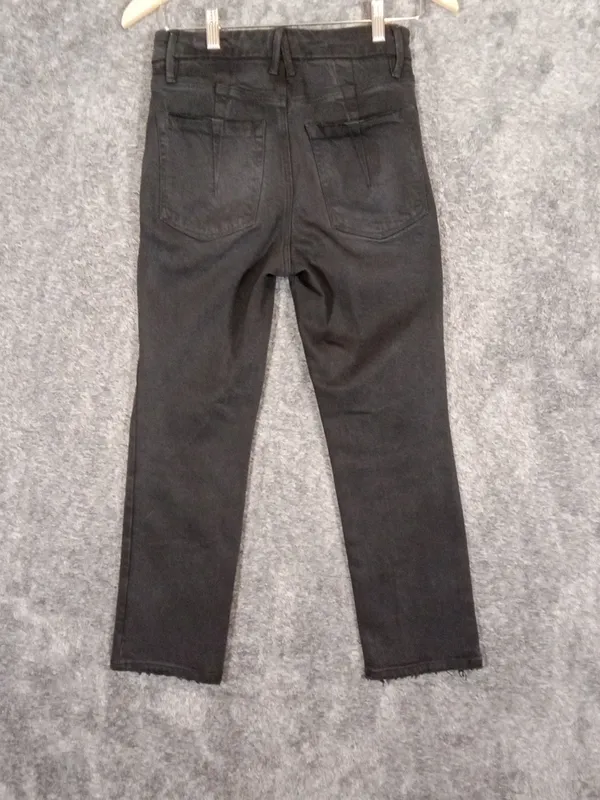 Good American Black Good Petite Straight Mid Rise Jeans Viscose Blens Womens 26 - Image 4