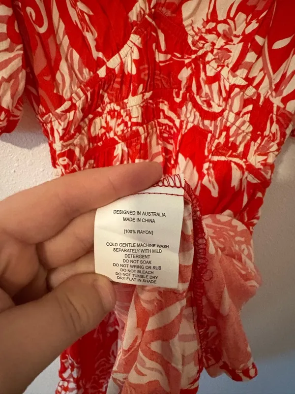 Abel The Label Red and White Floral Puff Sleeve Mini Dress - Image 6