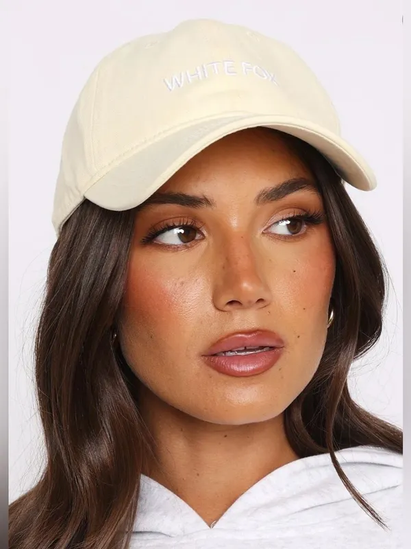 White Fox NWT Time To Travel Cap Embroidered White Logo in Lemon Yellow - Image 2