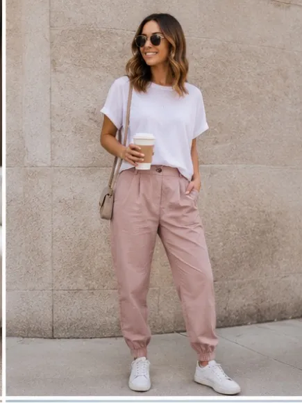 HALARA Mid Rise Casual Cotton Joggers Rose Pink Size XL NEW - Image 3