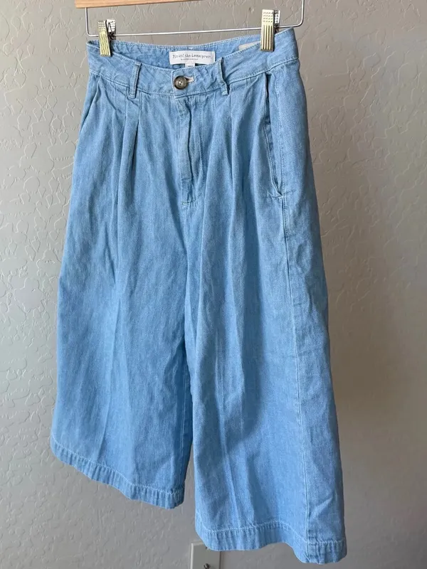 Pilcro and the letterpress by Anthropologie Mina Chambray Culottes Gaucho Pants - Image 5