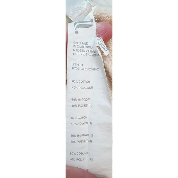 Fabletics Cream Cotton Blend Jogger Pants‎ with Zip Pocket Athleisure Comfort XL - Image 4