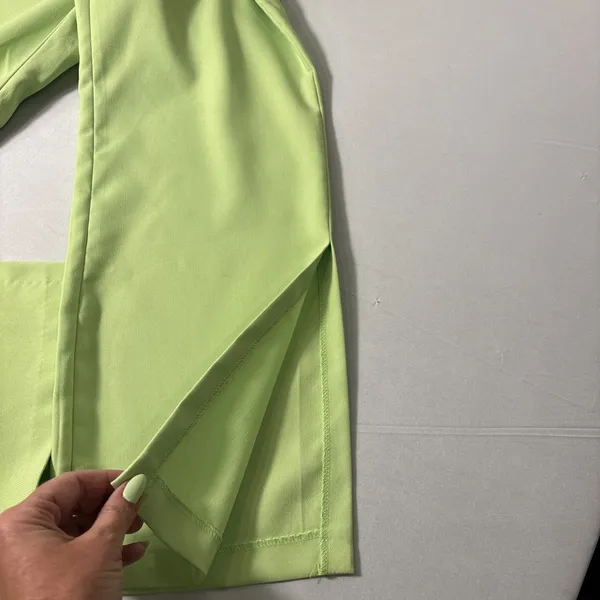 Steve Madden Spencer Split Hem High Rise Flared Pant Neon Green Women Size XL‎ - Image 5
