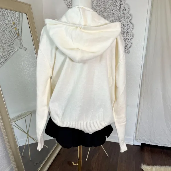 Source Unknown Chunky Soft White Oversizes Button Up Cardigan Hoodie 2XL - Image 5