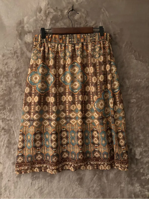 Lapis Geometric Pattern Midi Skirt Women’s Size L Brown and Teal - Image 5