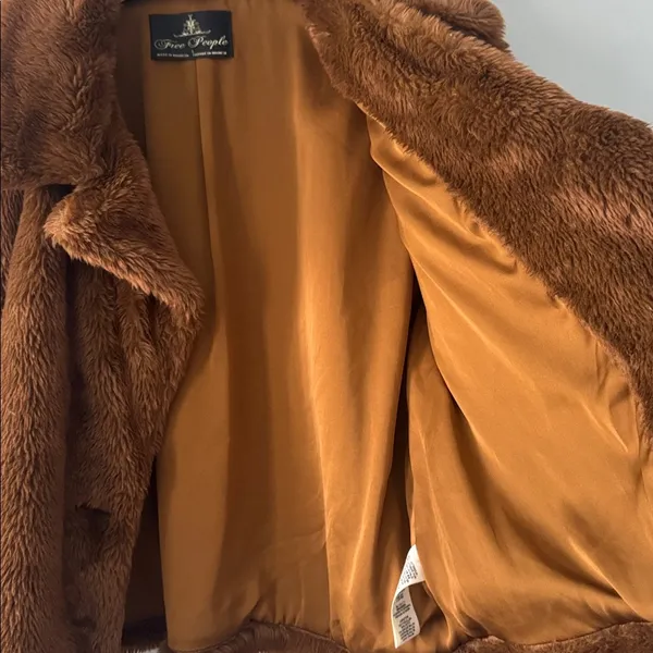 Free People Women's Faux Fur Mena Coat Boho Romantic Timeless Classic - Image 12