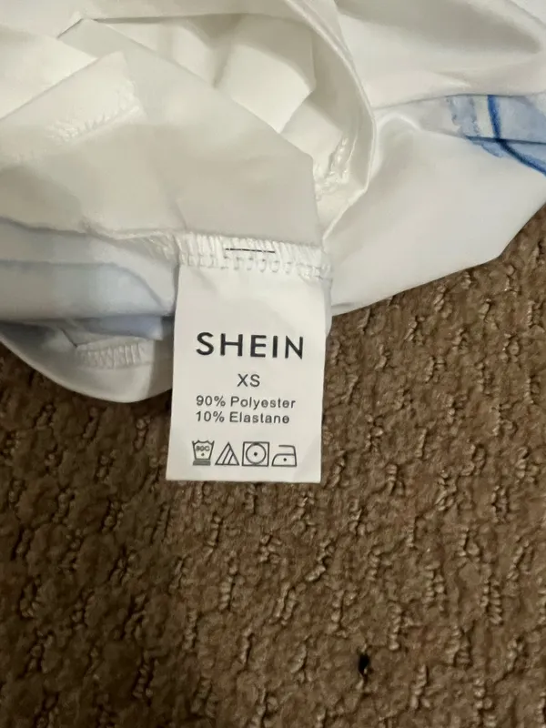 SheIn White and blue hibiscus print tube top XS - Image 3