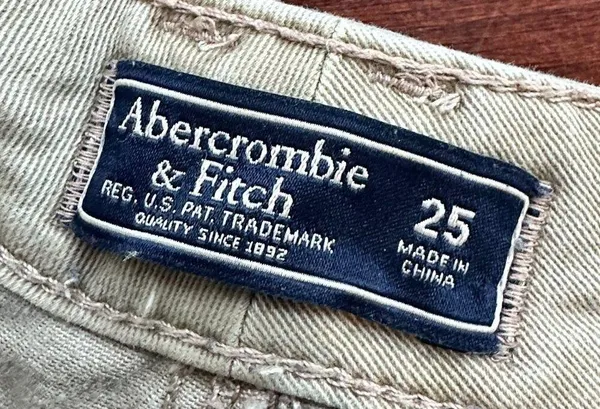 Abercrombie & Fitch Khaki Green Denim Jeans Chino's Size 25 - Image 7