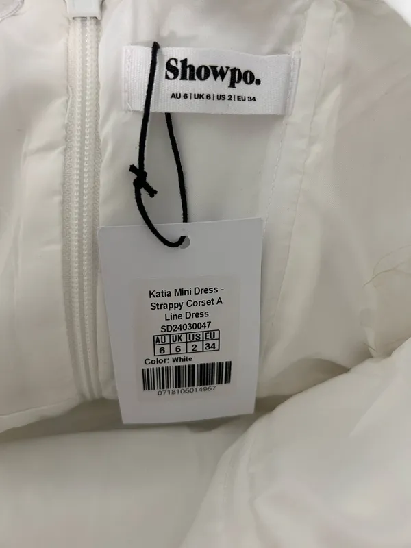 Showpo New Katia Mini Dress Strappy Corset A Line Dress In White Size XS MSRP $119 - Image 9