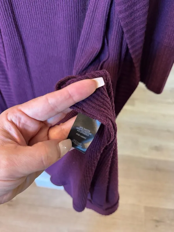 Torrid Purple Ribbed Open Front Long Duster Cardigan with Pockets - Image 4