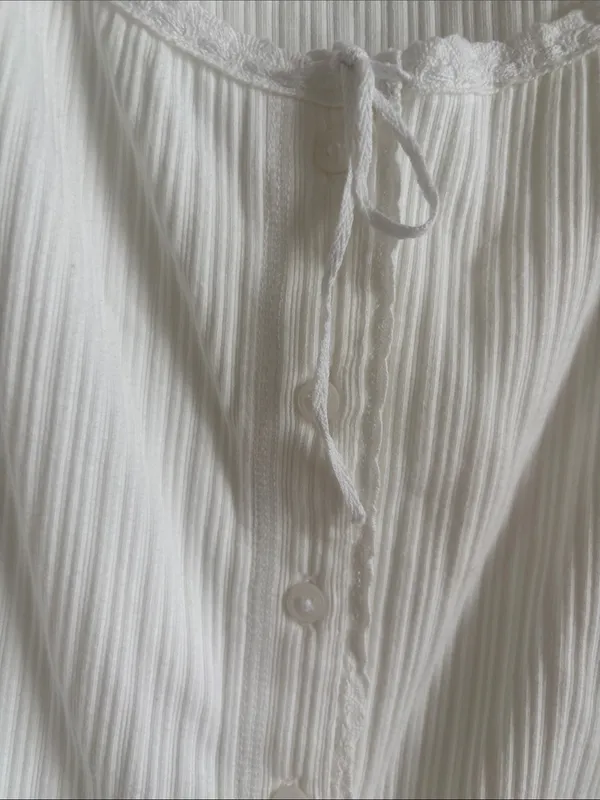 aerie White Ribbed Button-Front Tank - Image 2