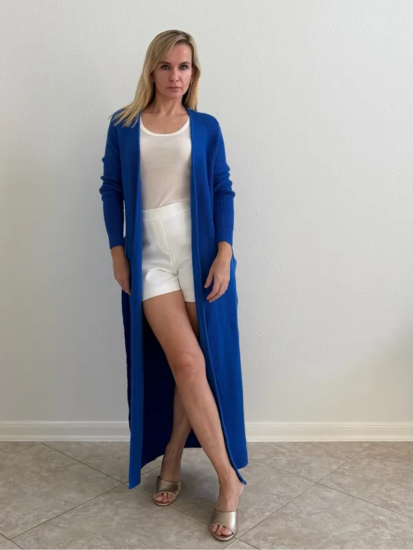 SER.O.YA Royal Blue Maxi Belted Knit Cardigan XS NWT - Image 3