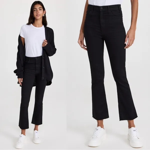 MOTHER • The Hustler Ankle Fray jeans washed black Not Guilty bootcut flare crop - Image 3