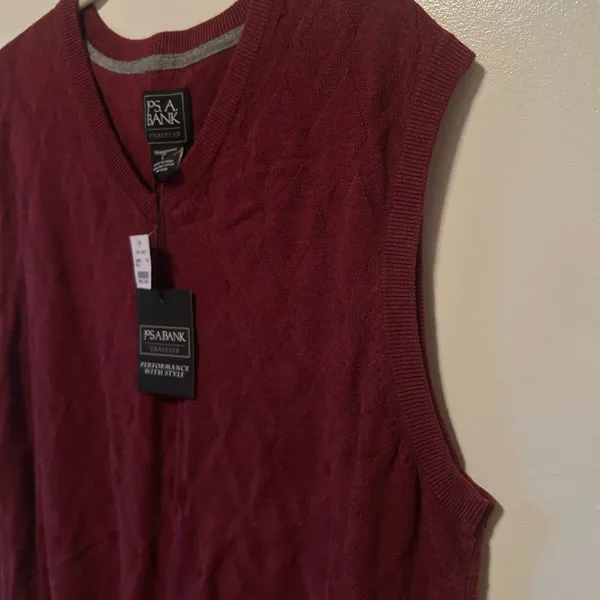 NWT Jos. A. Bank Men’s Large Sleeveless Vest- Deep Burgundy - Image 5