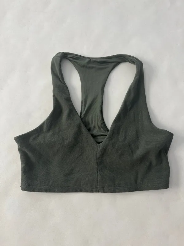 Alo Yoga Olive Green Soft V Neck Unpadded Racerback Sports Bra S $78 - Image 2