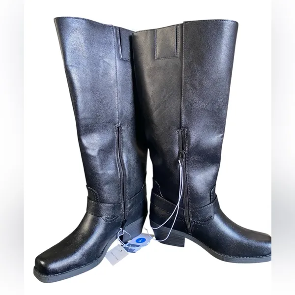 Universal Threads Black Knee High Boots Harness Buckle Riding Boots Women 7 - Image 3
