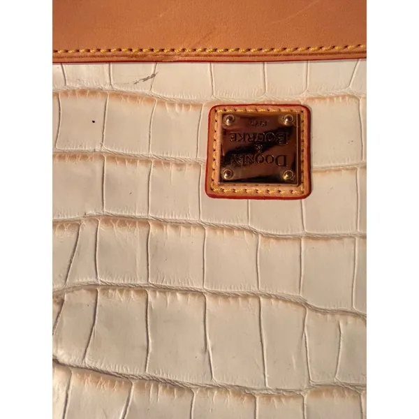 Dooney & Bourke Womens Satchel White Leather Croc Zip Zip Satchel Dome Bag - Image 4