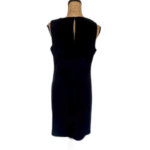 Spense Faux‎ Suede Patchwork Shift Dress Orange Black Tan Brown Retro Size 12 - Image 4