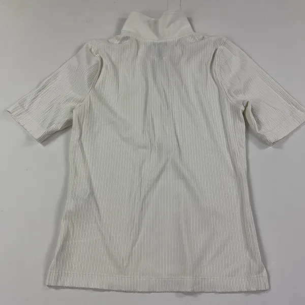 SPANX Rib Polo Top Women's Medium Ivory Short Sleeve Stretch Knit 20991R - Image 7