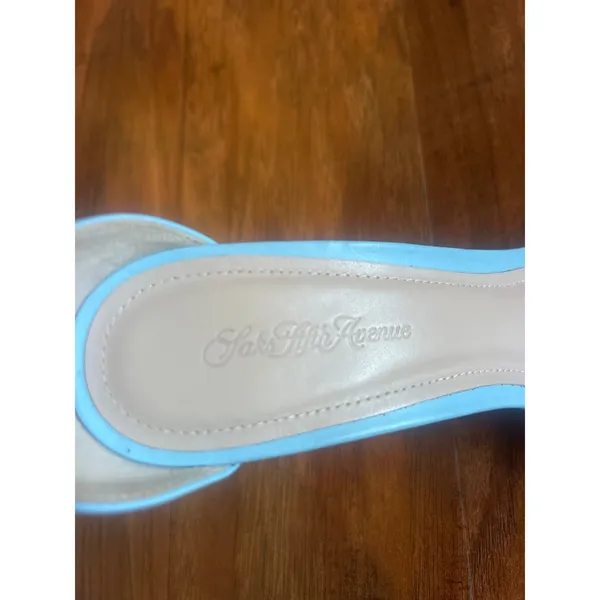Saks Fifth Avenue Baby Blue Heel Sandals Rhinestone Formal Wedding Size 38 8 Shoes - Image 5