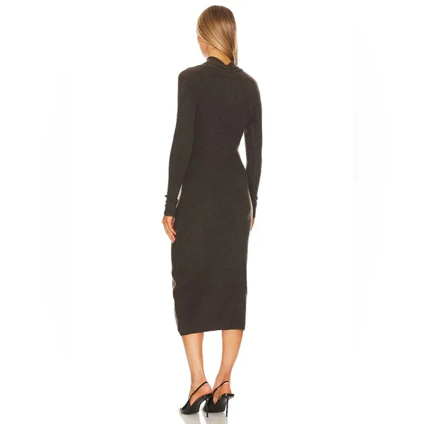 ASTR Spencer Dark Mushroom Cutout Mock Neck Knit Midi Sweater Dress Small NWT - Image 5
