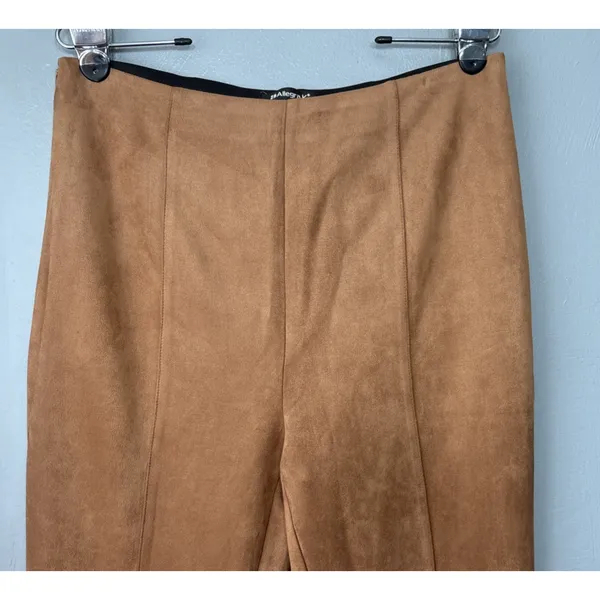 Allegra K Faux Suede Pants Size Large Brown Flare Leg Festival Hippie Boho - Image 2