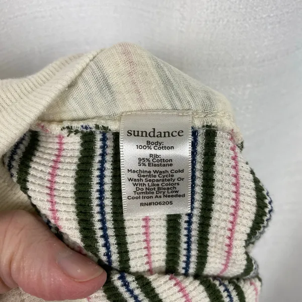Sundance Cream Green&Pink Stripe Dina Waffle Knit Sleep Pants Sz.S - Image 11