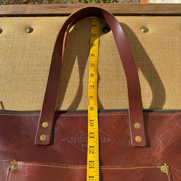 Lifetime Leather Co Brown Leather Large Tote Bag USA Handmade Zip Top - Image 11