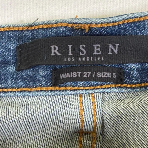Risen Los Angeles Womens Distressed Straight Leg Jeans Medium Wash Raw Hem 5 - Image 3