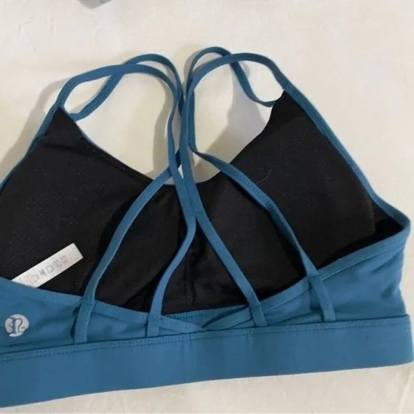 Lululemon Strappy Back Sports Bra Medium Teal Blue Medium Impact Athletic - Image 10