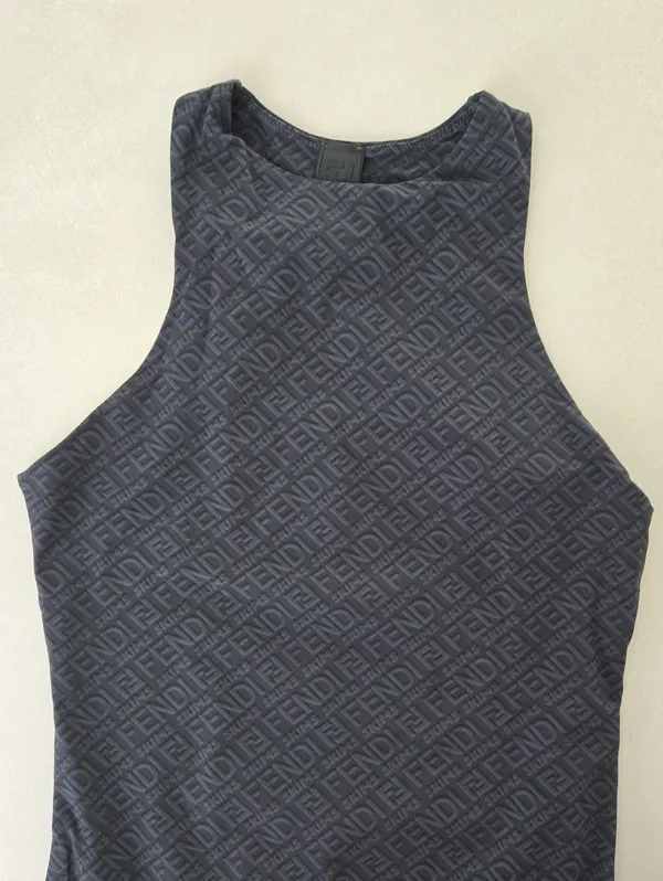 Fendi X Skims Black High Neck One-Piece Bodysuit Size S - Image 3