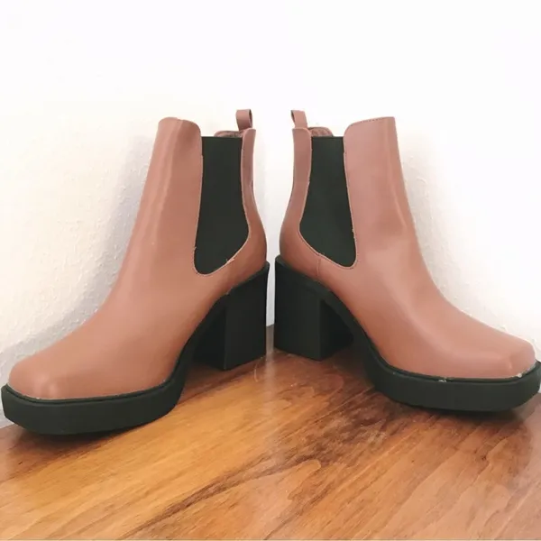 MIA‎ Dru Chelsea Platform Boot Bootie Chunky Block Heel Brown Black Size 11 - Image 3