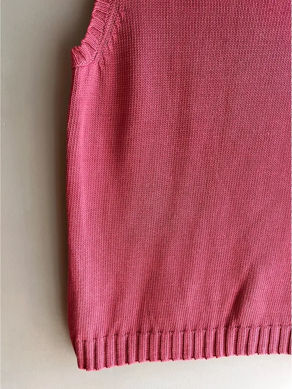 Doncaster Luxury Pink Sleeveless Moc Neck Sweater Vest Knit Too M - Image 6