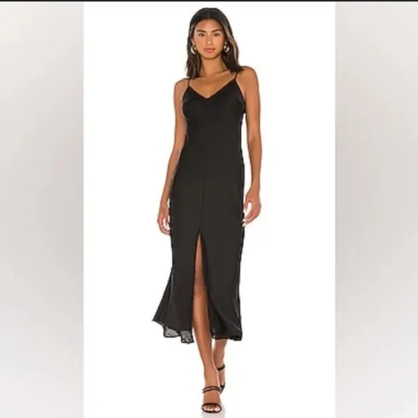 Free people smoke and mirrors slip dress satin evening party black Carolyn b 90s - Image 4