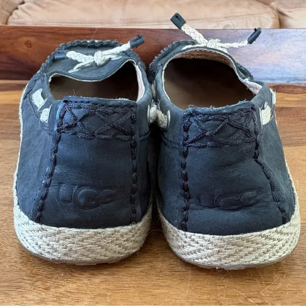 UGG Chivon Leather Moccasin Navy Nubuck Jute Wrapped Sole - Image 5