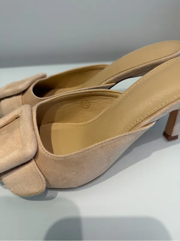Amazon Suede Pointed Toe Buckle Heels - Image 7