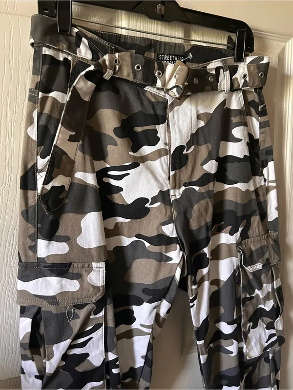 Streetwear Society Camo Print Cargo Jogger Pants w/Belt Sz M Fall Y2K 2000’s - Image 3