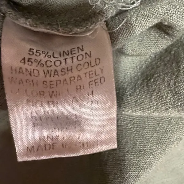 Umgee Sage Green Linen Blend Off The‎ Shoulder Ruffle Fringe Tie Front Top Large - Image 7