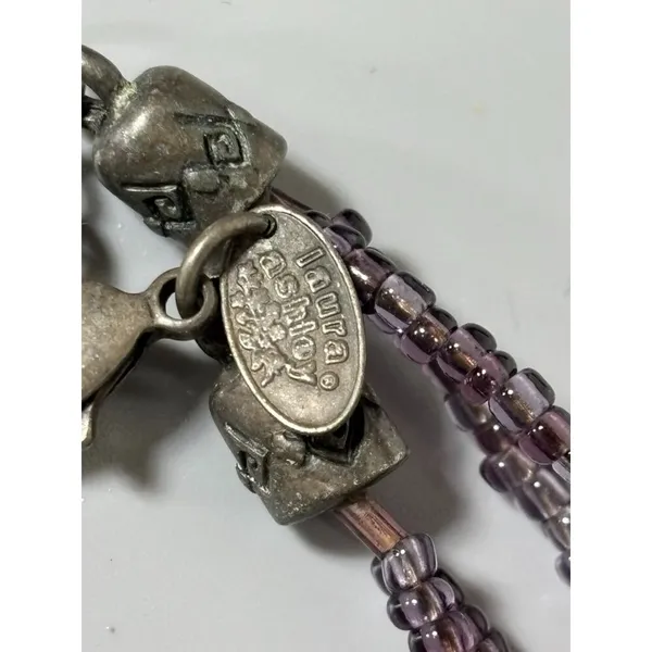 Laura Ashley Necklace Beaded Chocker Metal Silver Colored Boho‎ - Image 11