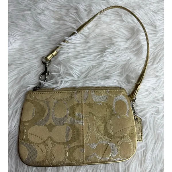 COACH Gold Silver Signature Wristlet - Image 2
