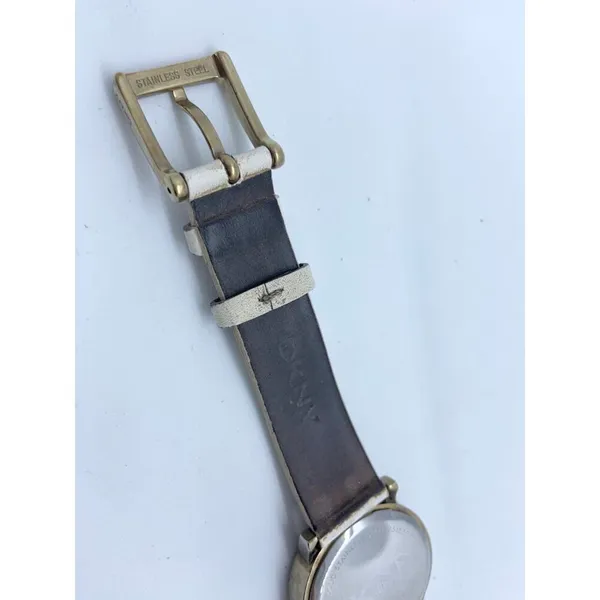 Dkny women watch 34mm gold tone solid stainless steel white Leather band WR runs - Image 6