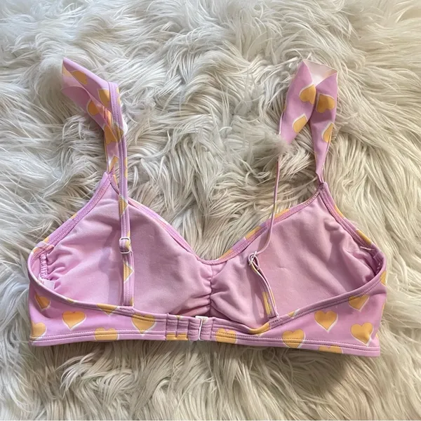 Stoney Clover Lane x Target Heart Flutter Ruffle Strap Bikini Swim top womens M - Image 7